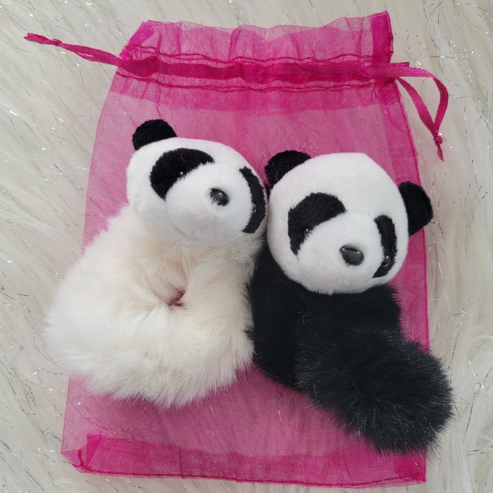 Set of 2 Plush Panda Scrunchies